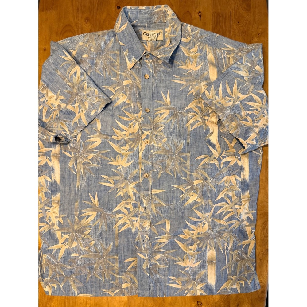 Cooke Street Honolulu Mens XL Blue Bamboo Print Cotton Hawaiian‎ Shirt 0510